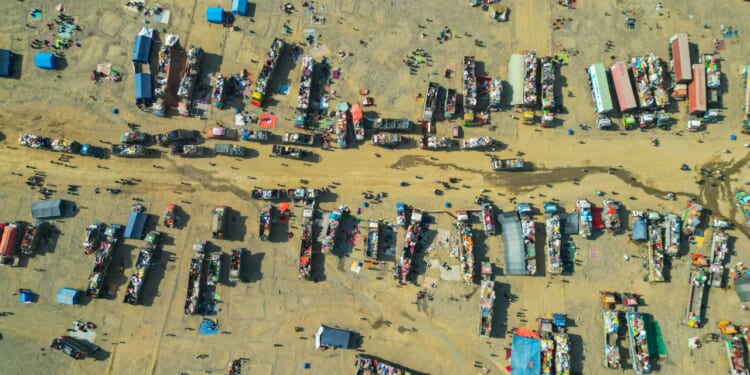 Afghan refugees in camp on border with Afghanistan.