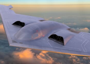 A B-2 stealth bomber in flight.