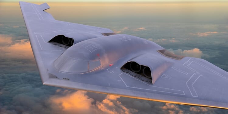 A B-2 stealth bomber in flight.