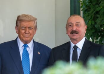 US president DOnald Trump and Azerbaijani president Ilham Aliyev.