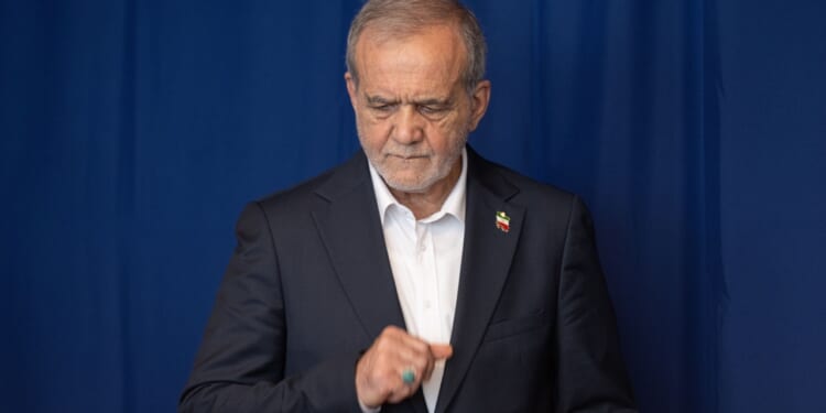 Iranian president Masoud Pezeshkian appears at the United Nations.