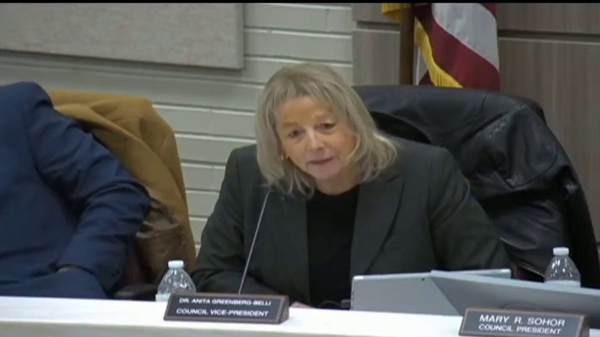 Old Bridge Township councilmember Anita Greenberg-Belli speaking at the meeting.