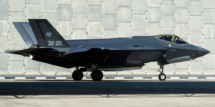 An Italian F-35 at an airport.