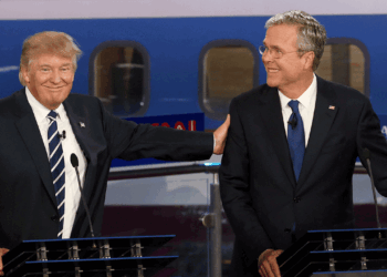 Donald Trump and Jeb Bush in 2015