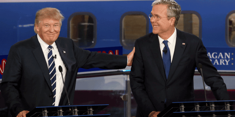 Donald Trump and Jeb Bush in 2015