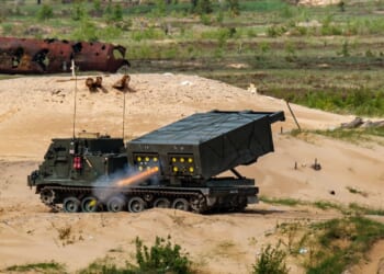 An M270 rocket launcher test.