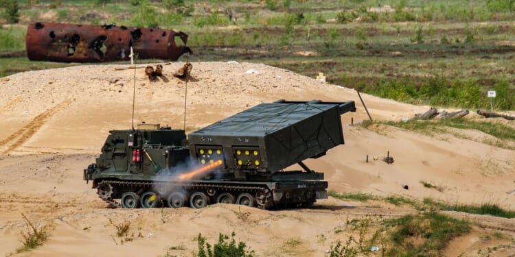 An M270 rocket launcher test.