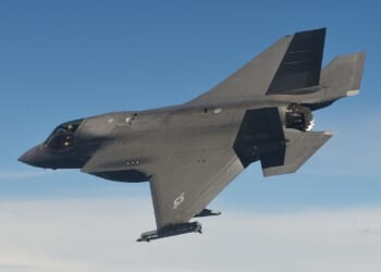 An F-35 in flight.
