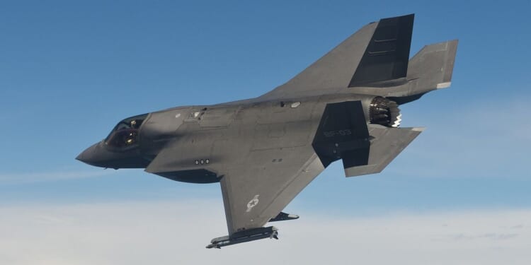An F-35 in flight.