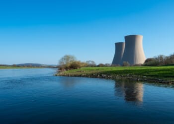 nuclear energy power plant by the river