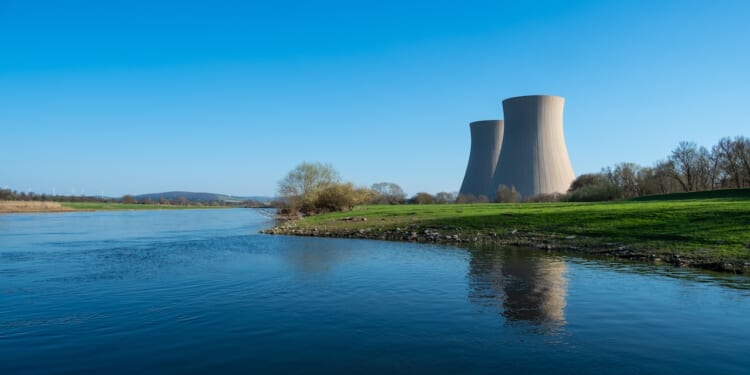 nuclear energy power plant by the river