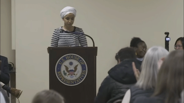Omar Ilhan townhall attack GIF