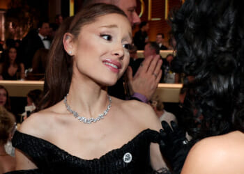 Pop Star Ariana Grande Flaunts 'ICE OUT' Pin at Golden Globes