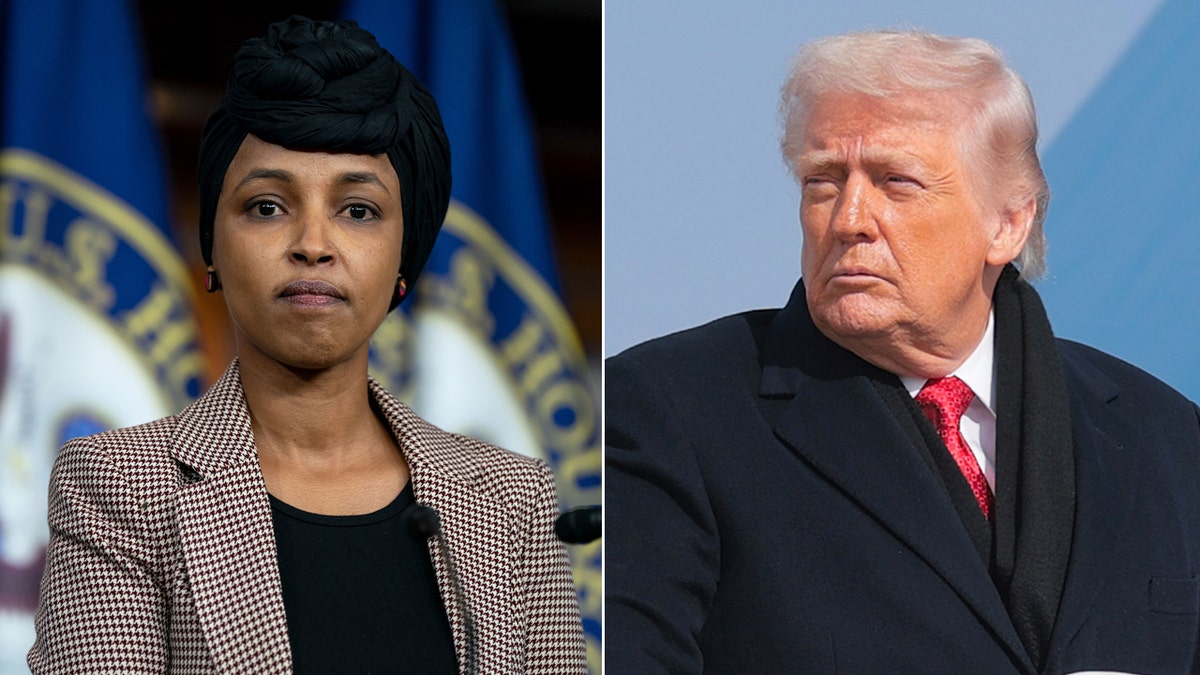 Left: Rep. Ilhan Omar; Right: President Donald Trump