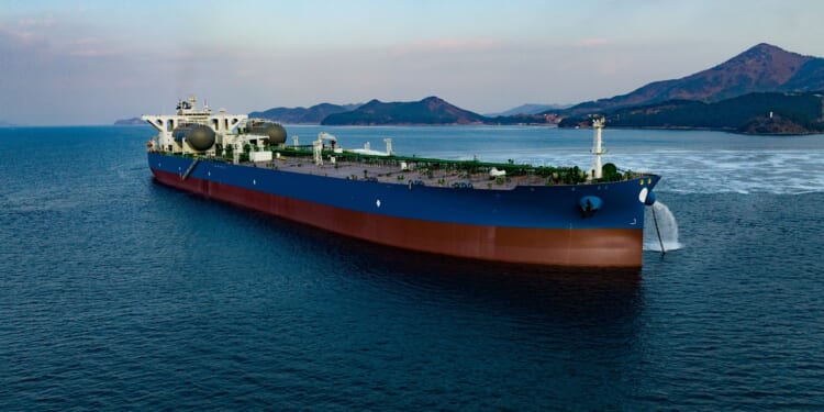 A Russian oil tanker at sea.