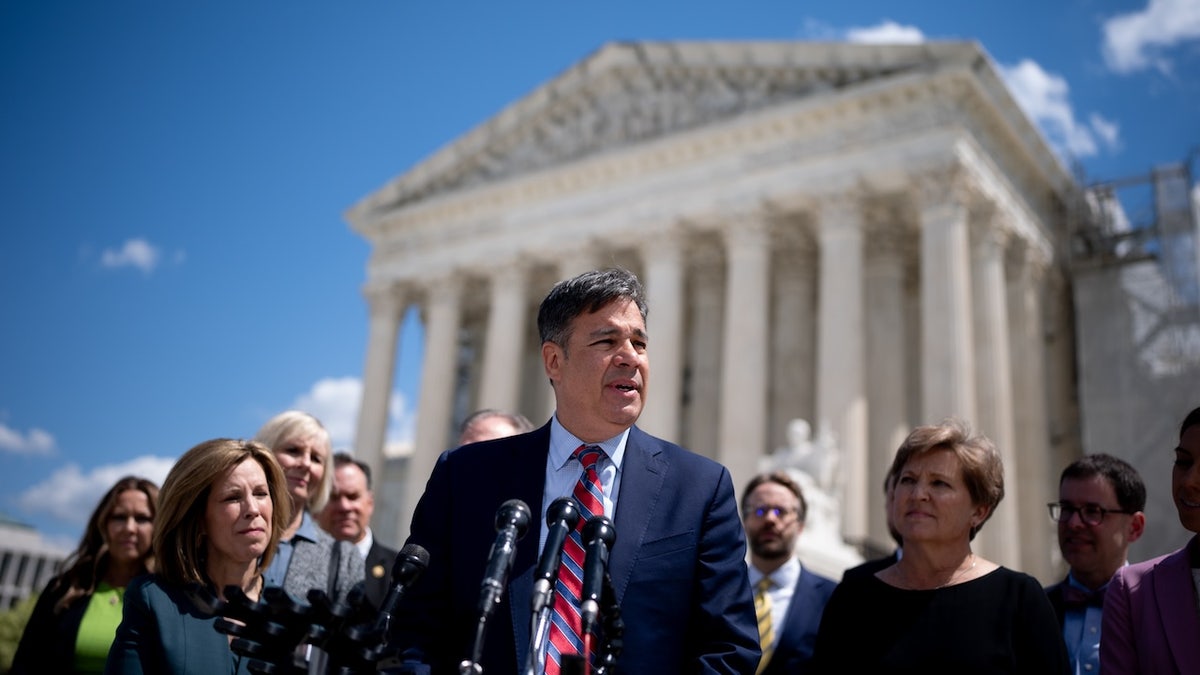 Idaho Attorney General Raul Labrador speaks outside the Supreme Court on April 24, 2024 in Washington, DC.