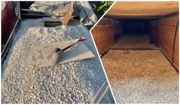 A gravel trailer with a hidden compartment used by human smugglers. (U.S. Attorney for the Western District of Texas)