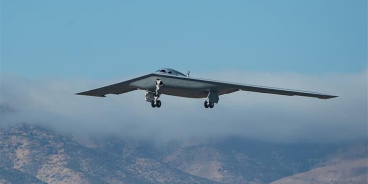 A B-21 Raider in flight.