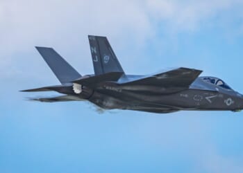 An F-35 in flight.