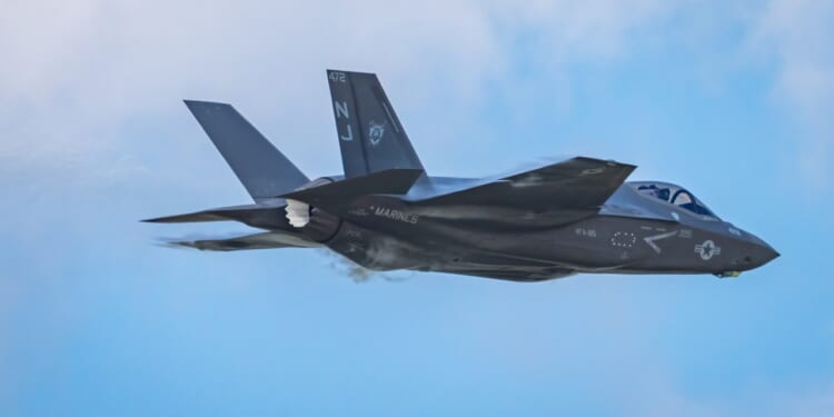 An F-35 in flight.