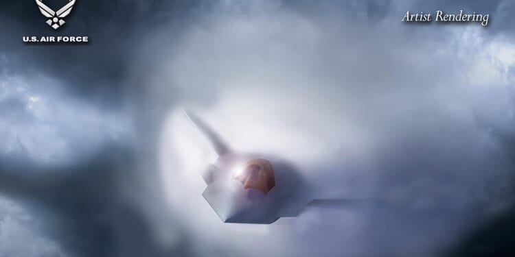 A rendering of the F-47 NGAD fighter.