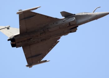 A Dassault Rafale fighter in flight.