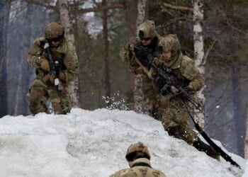 A group of soldiers during a military exercise in Norway.