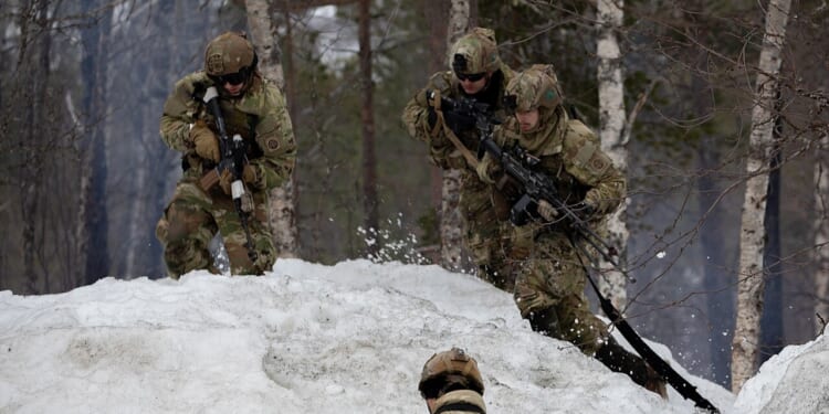 A group of soldiers during a military exercise in Norway.