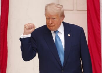 President Donald Trump raising a fist.