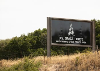 A sign near the entrance to Vandenberg Space Force Base.