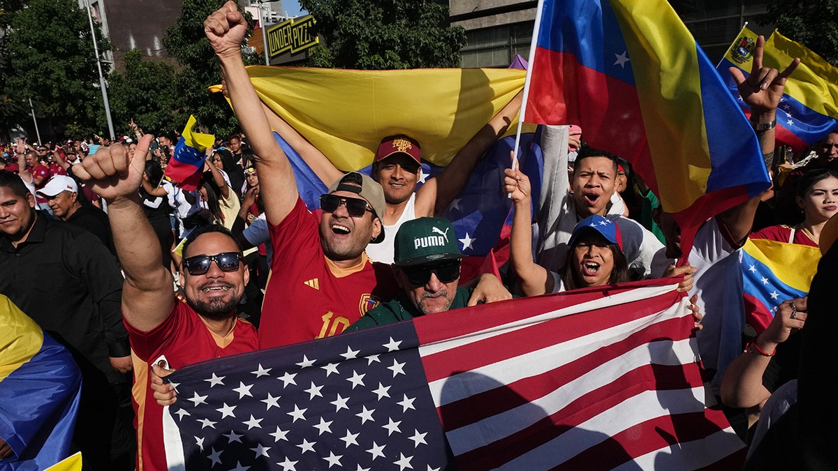 Venezuelans in Chile celebrate the capture of President Nicolas Maduro