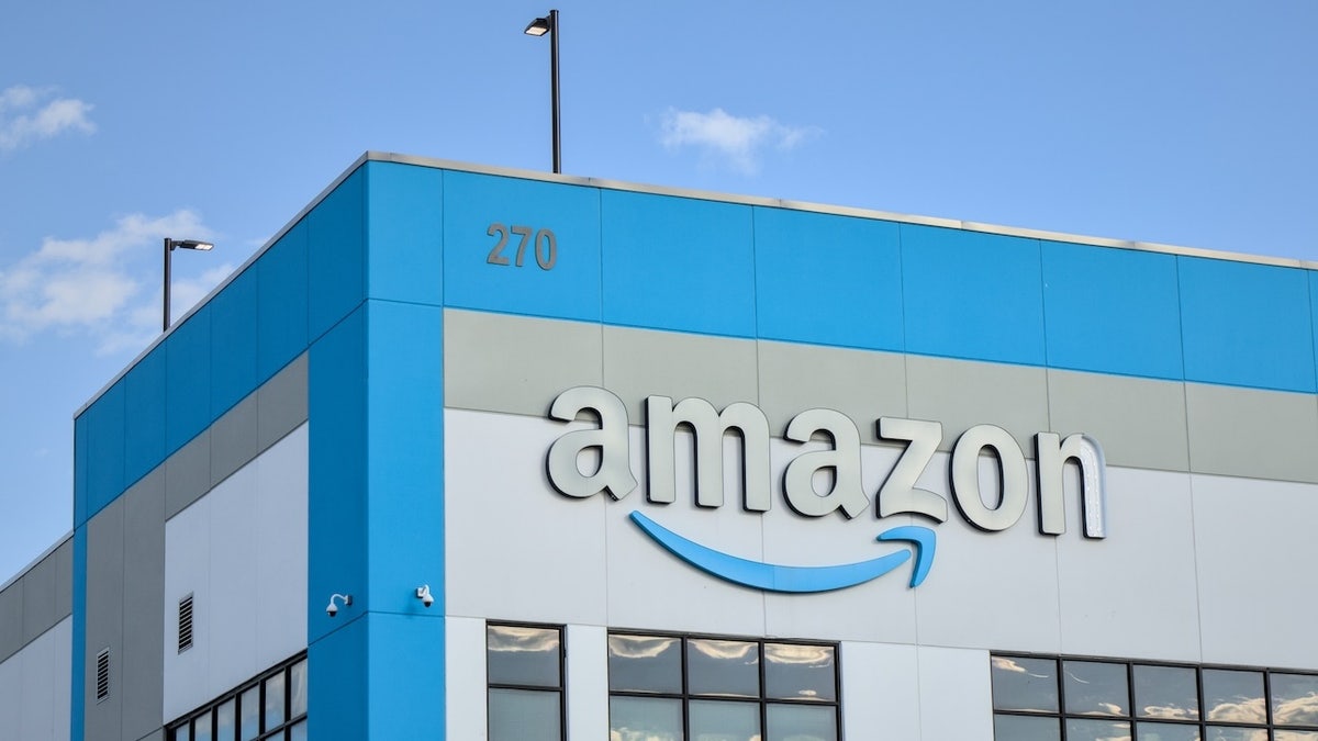 amazon logo on warehouse