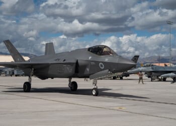 An F-35I Adir at an airfield.