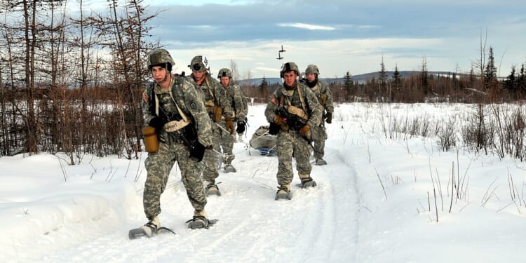 A group of US Army soldiers in winter.