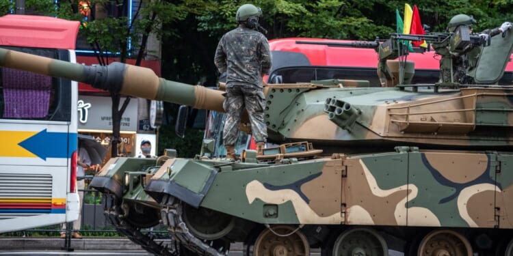 South Korean Army tank on parade.