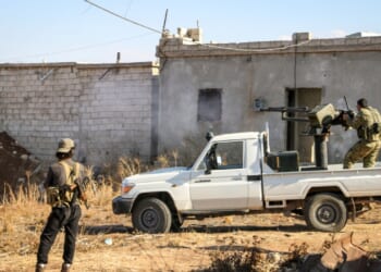 Truck and machine gun from the Syrian Civil War.