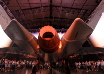 A Su-75 "Checkmate" fighter on display.