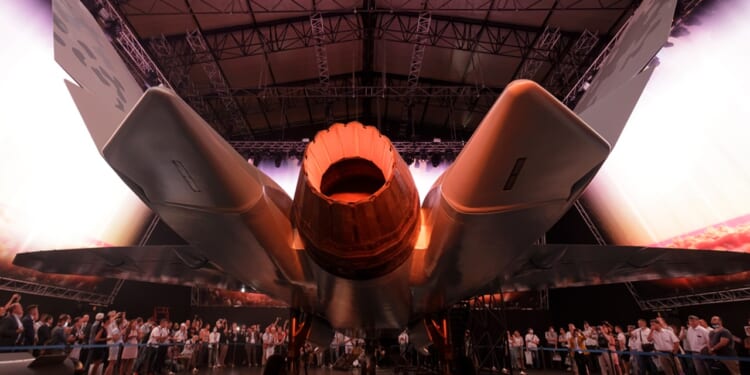 A Su-75 "Checkmate" fighter on display.