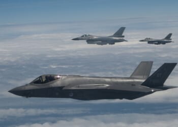 F-35 flying above the clouds.