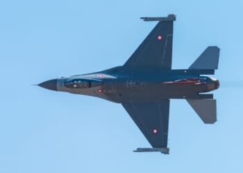A Danish F-16 in flight.