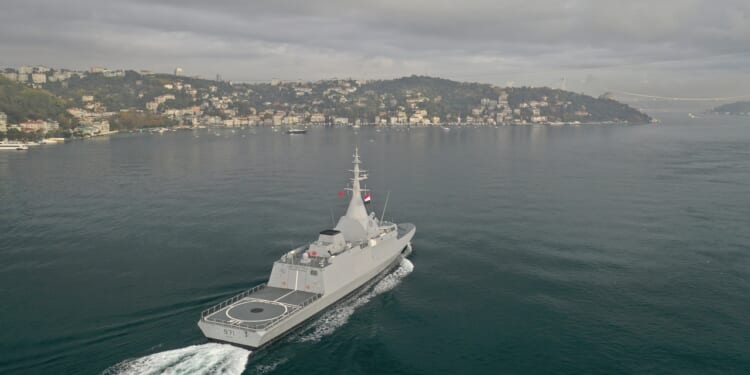 An Egyptian Navy ship at sea.