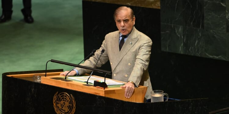 Pakistani prime minister Shehbaz Sharif addresses the UN.