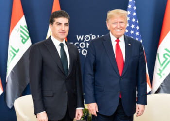 President Donald J. Trump meets with the President of the Kurdistan Regional Government Nechirvan Barzani Wednesday, Jan. 22, 2020, at the Davos Congress Centre in Davos, Switzerland.