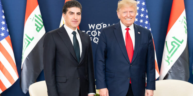 President Donald J. Trump meets with the President of the Kurdistan Regional Government Nechirvan Barzani Wednesday, Jan. 22, 2020, at the Davos Congress Centre in Davos, Switzerland.