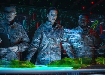 A group of soldiers during a military planning exercise.