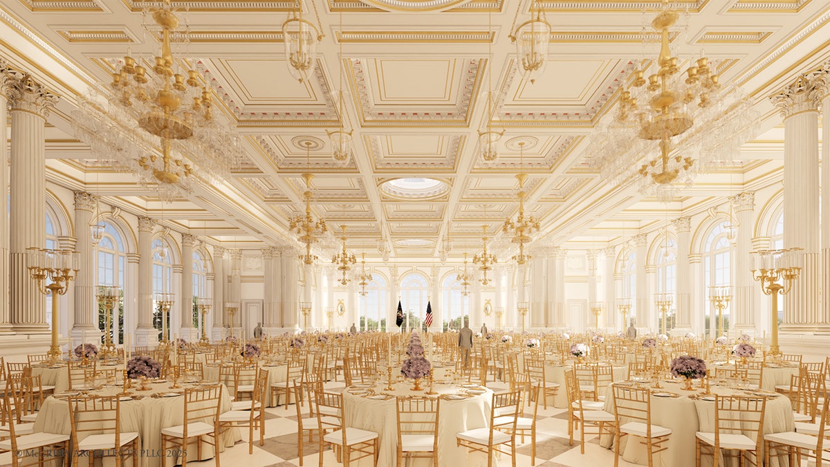 A rendering of the White House ballroom