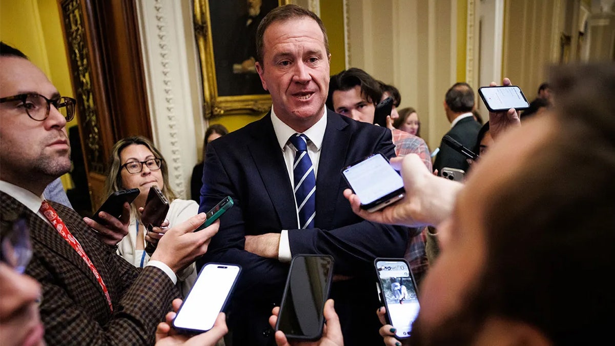 Sen. Eric Schmitt, R-Mo., outside of the Senate chamber
