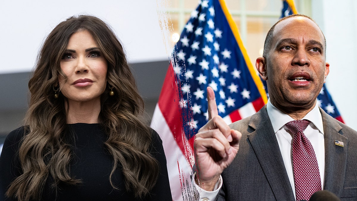 Split image of Kristi Noem and Hakeem Jeffries