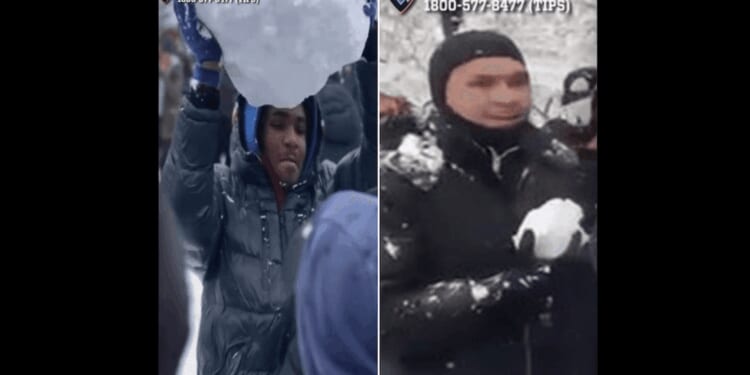 NYPD releases photos of pair wanted in viral mob attack on cops amid snowball fight