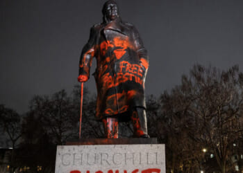Palestine Activists Vandalise Churchill Statue